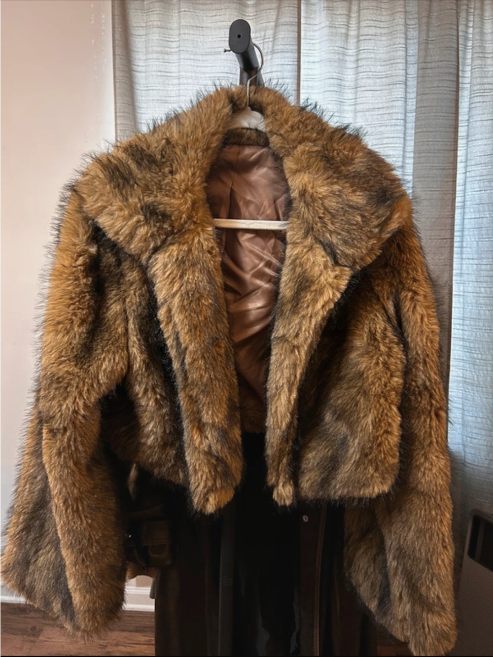 Faux Fur Cropped Coat - Brown NWOT